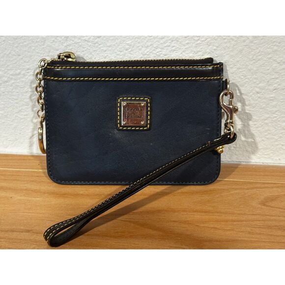 Dooney & Bourke Zip Top Card Case Wristlet Navy Blue EUC - Picture 2 of 9